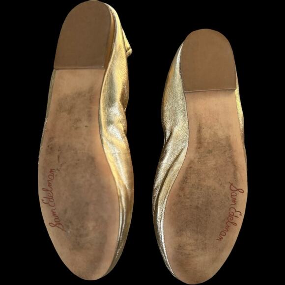 EUC $130 Sam Edelman ICON Metallic Gold Felicia Ballet Flat size 9.5 - Picture 2 of 9